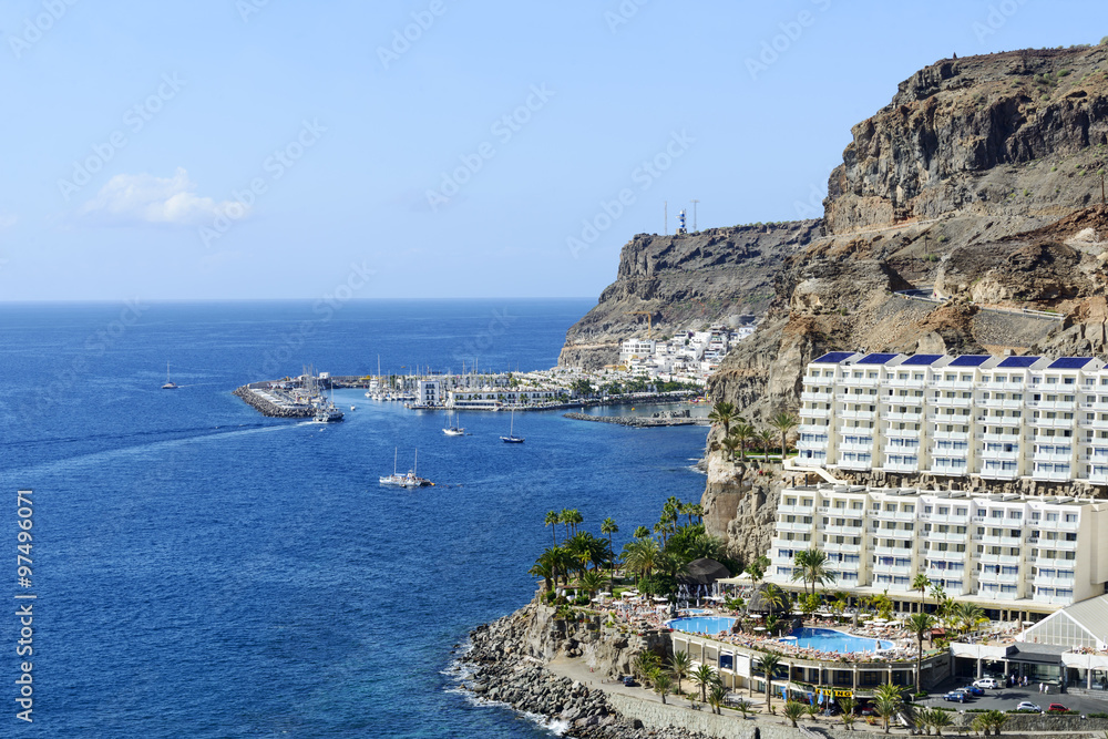 View of Taurito and Puerto de Mogan in the background. Gran Canaria Island, Spain.