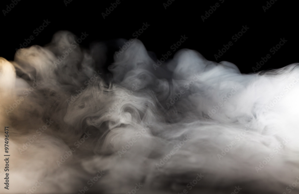 Abstract  fog or smoke move on black color background - obrazy, fototapety, plakaty 