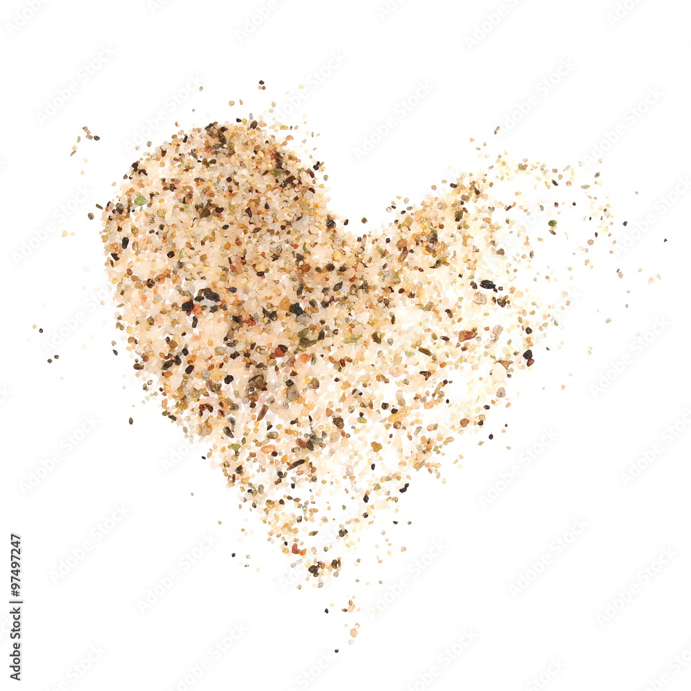 heart sand isolated on white background