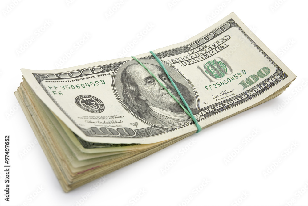 Stack of banknotes in 100$ note isolated on white. Clipping path incl. Stack of banknotes in 100$ note isolated on white. Clipping path incl.