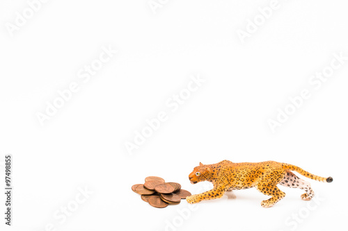 toy jaguar and coins