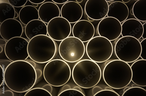 Round metal  pipes. industrial 3d illustration
