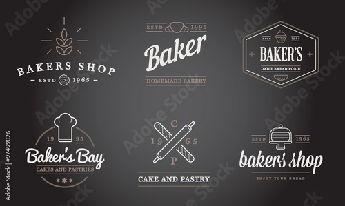 Set of Vector Bakery Pastry Elements and Bread Icons Illustration can be used as Logo or Icon in premium quality