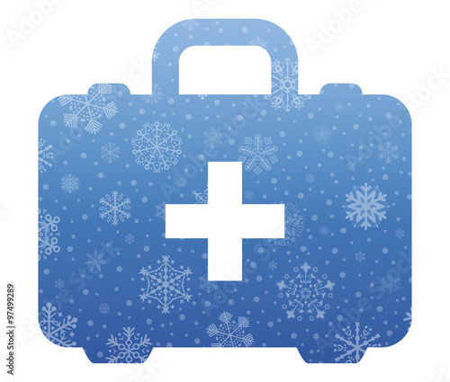 medicines briefcase christmas icon with snow