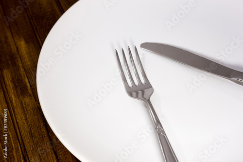 fork and knife with plate