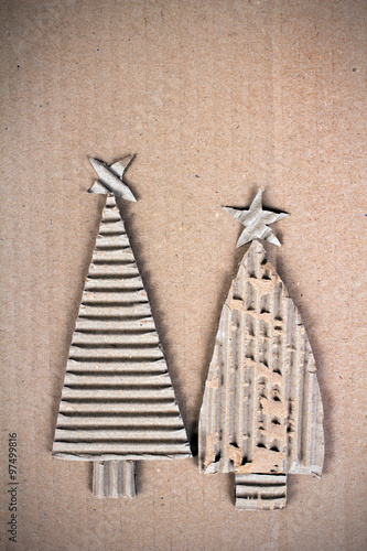 Christmas background with cardboard christmas tree