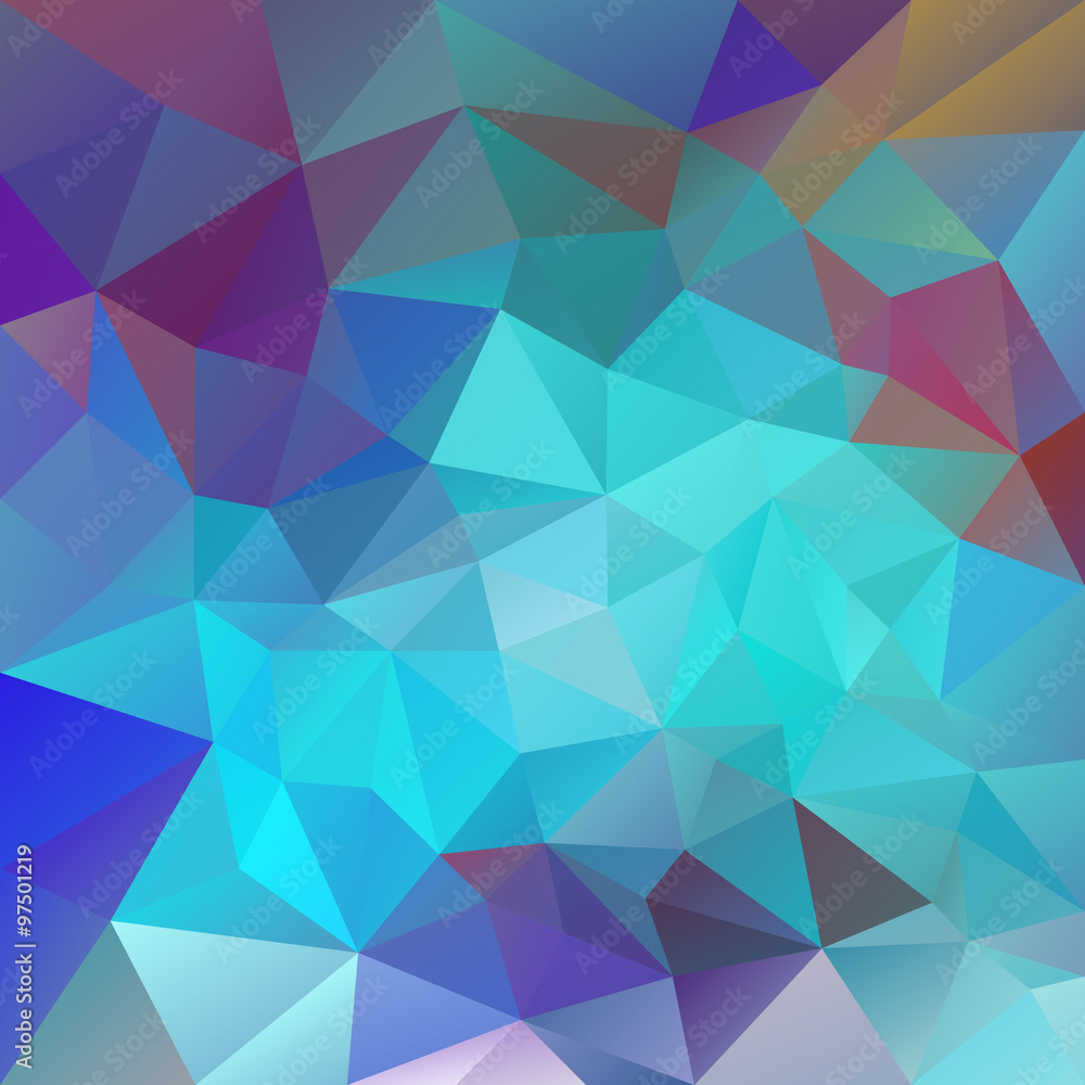 Obraz premium vector polygon background with irregular tessellations pattern - triangular design in neon colors - blue, turquiose, red, violet