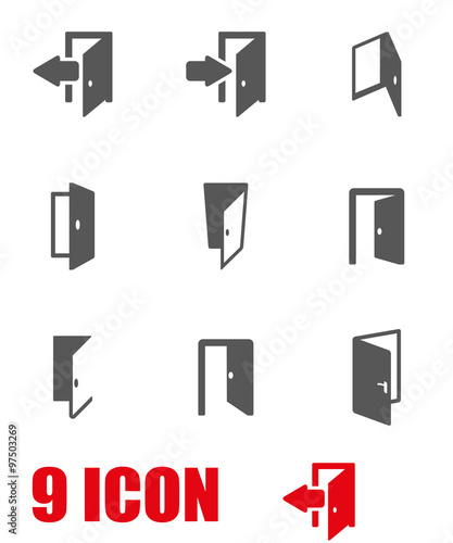 Vector grey door icon set. Door Icon Object, Door Icon Picture, Door Icon Image - stock vector