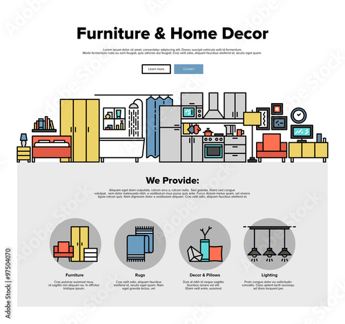 Home decoration flat line web graphics