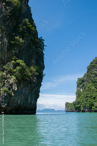 Cliffs on the Island in the Bay. Islands at Phang Nga Bay near Krabi and Phuket. Thailand.