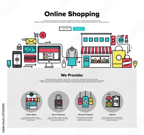 Shopping online flat line web graphics