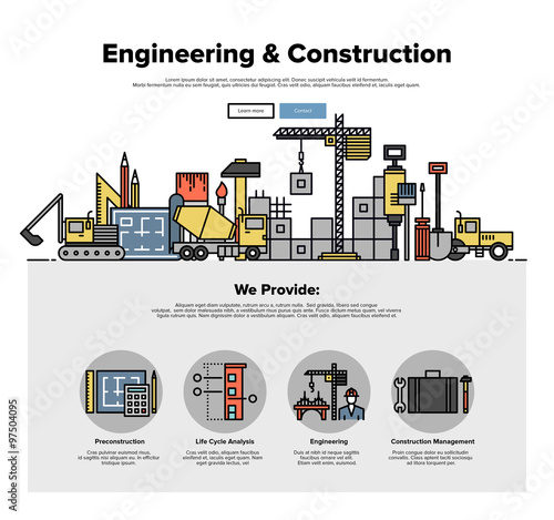 Real estate construction flat line web graphics