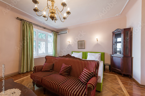 Interior of  comfortable hostel room