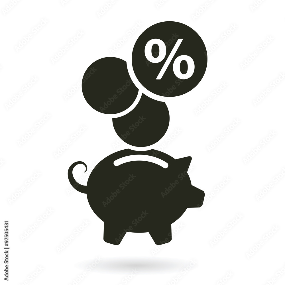 percent savings piggybank vector