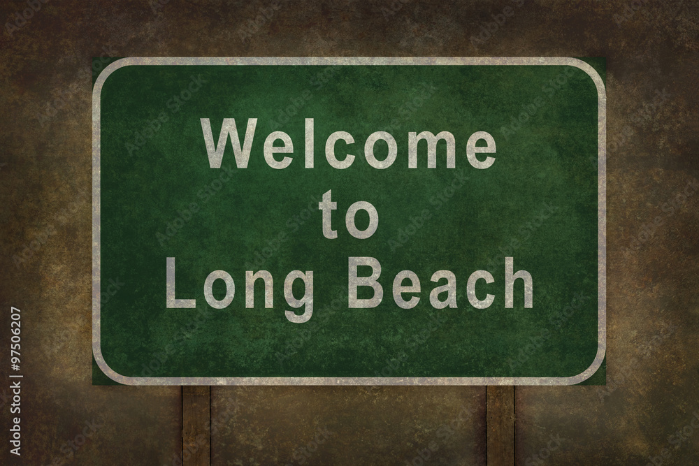 Welcome to Long Beach roadside sign illustration