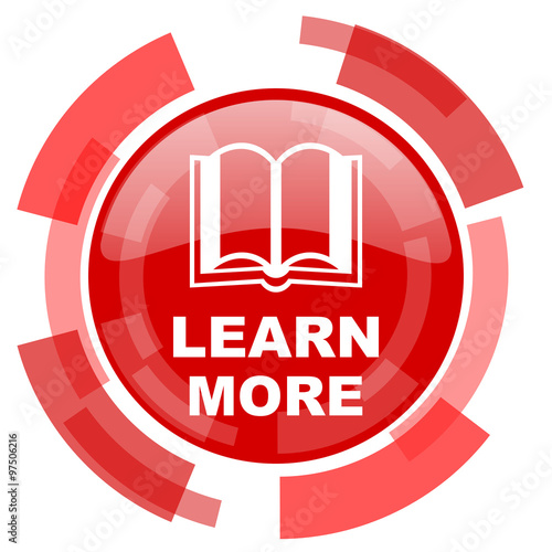learn more red glossy web icon