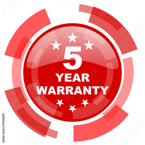 warranty guarantee 5 year red glossy web icon