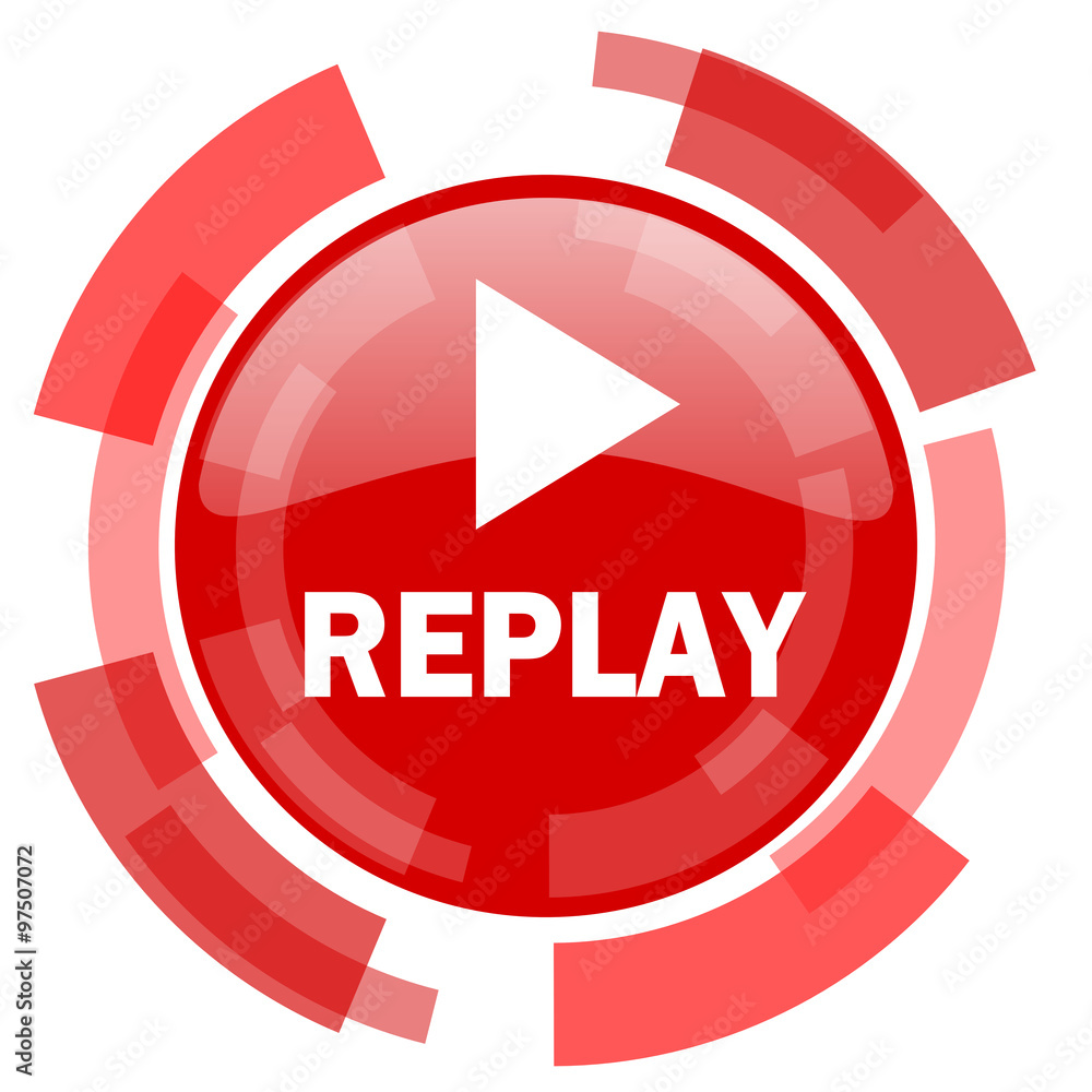 replay red glossy web icon replay red glossy web icon