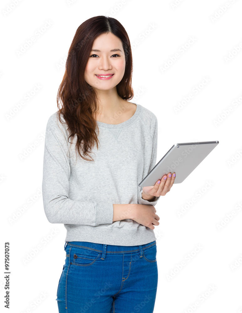Woman use of the tablet pc Woman use of the tablet pc