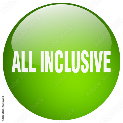 all inclusive green round gel isolated push button