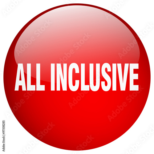 all inclusive red round gel isolated push button