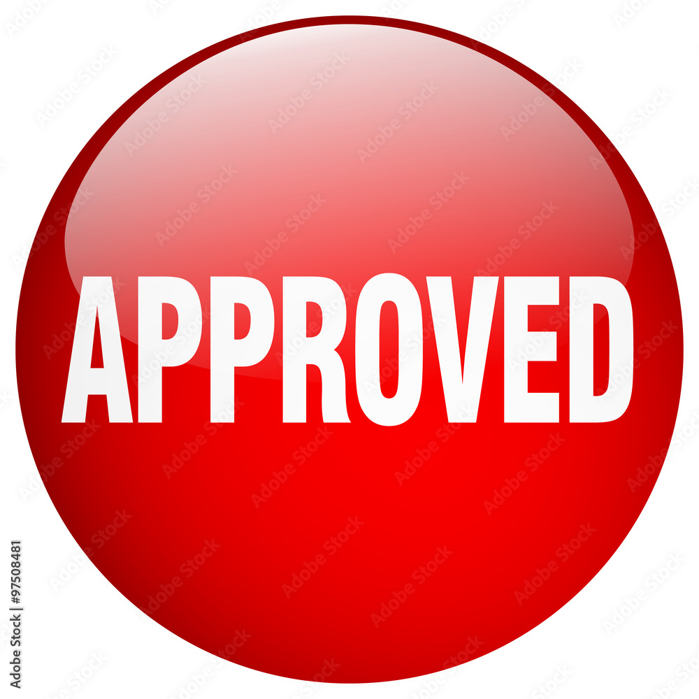 approved red round gel isolated push button approved red round gel isolated push button