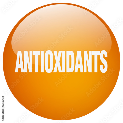 antioxidants orange round gel isolated push button