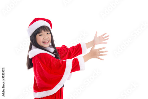 Beautiful asian girl wearing Santa Claus uniform