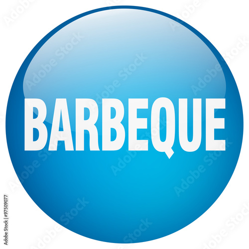 barbeque blue round gel isolated push button