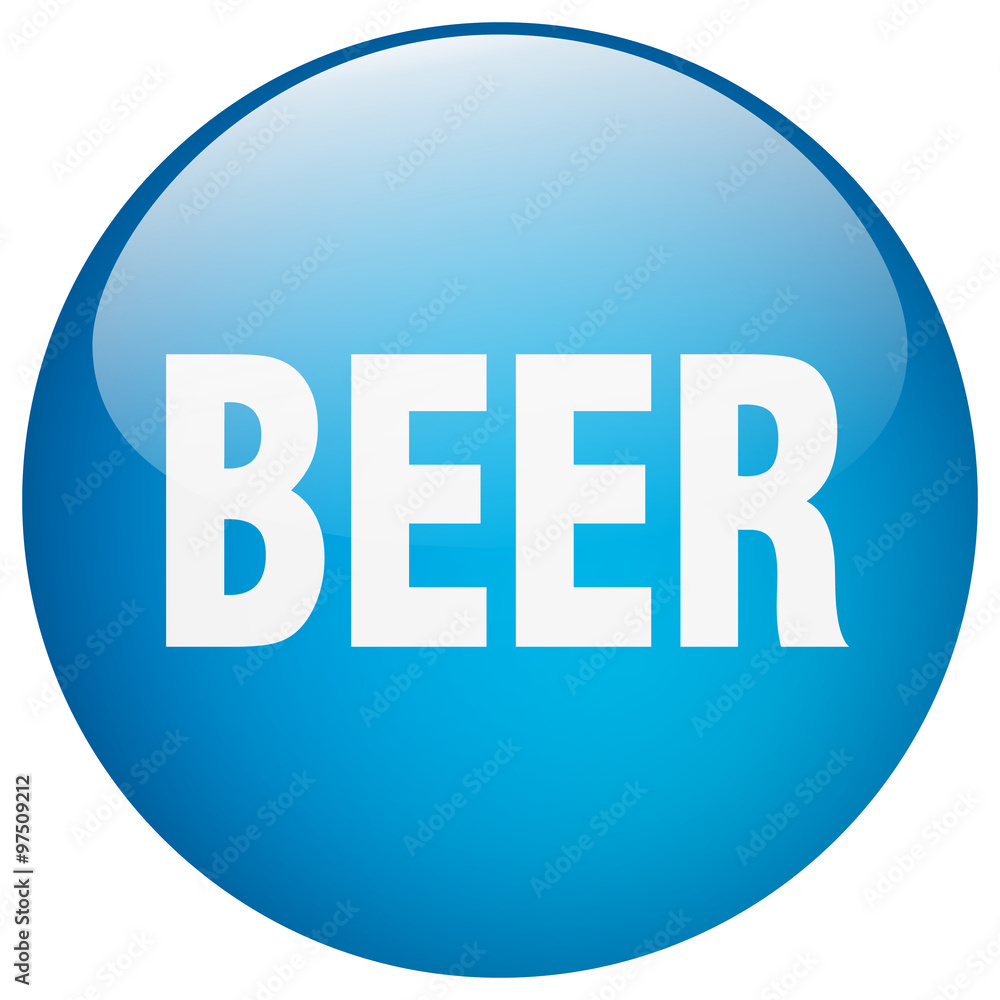 beer blue round gel isolated push button