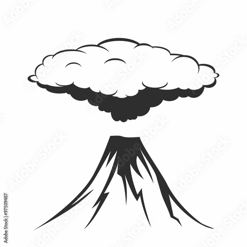 Volcanic eruption with clouds of smoke