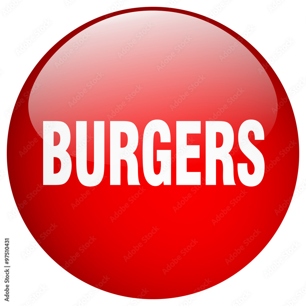 burgers red round gel isolated push button burgers red round gel isolated push button
