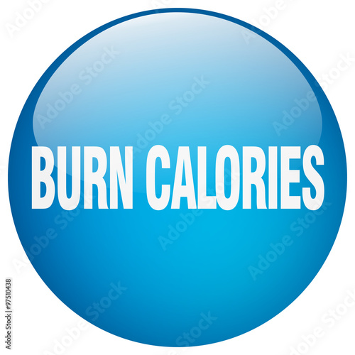 burn calories blue round gel isolated push button