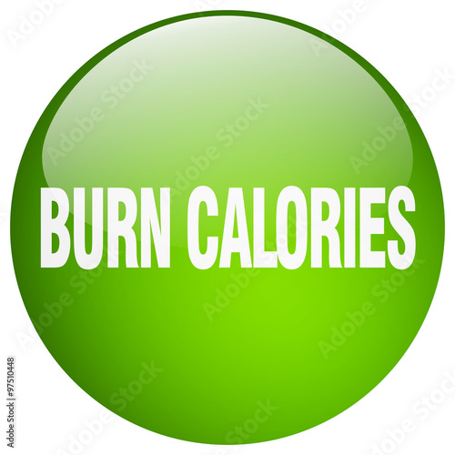 burn calories green round gel isolated push button
