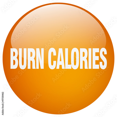 burn calories orange round gel isolated push button