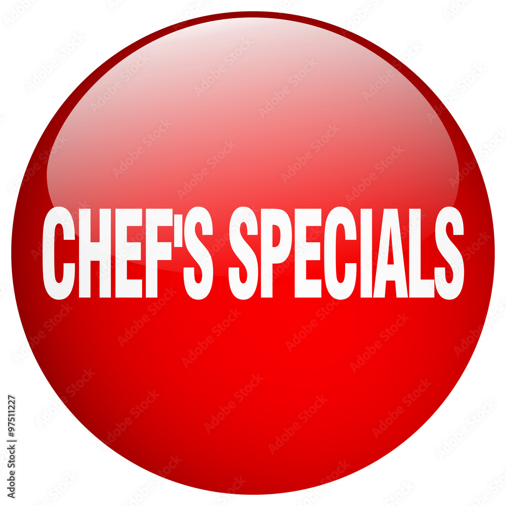 chef's specials red round gel isolated push button chef's specials red round gel isolated push button