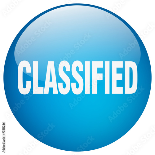 classified blue round gel isolated push button