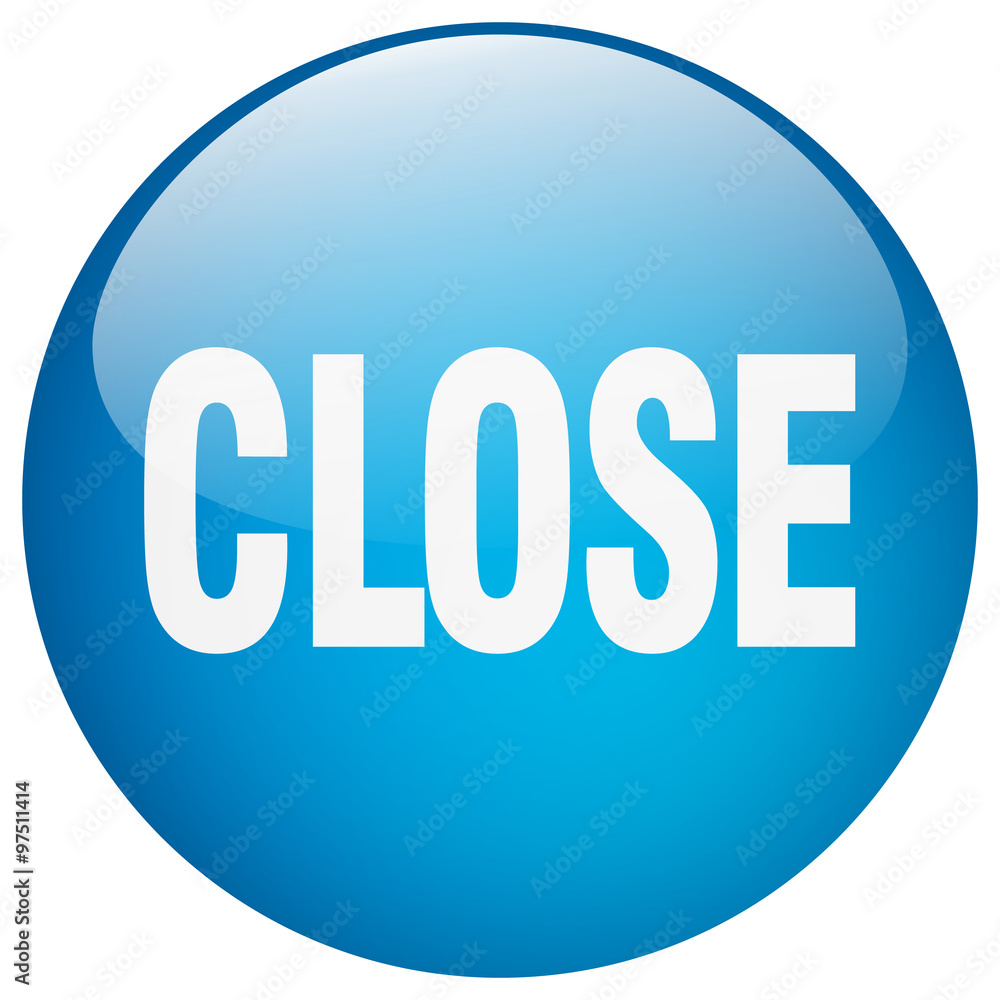 close blue round gel isolated push button close blue round gel isolated push button
