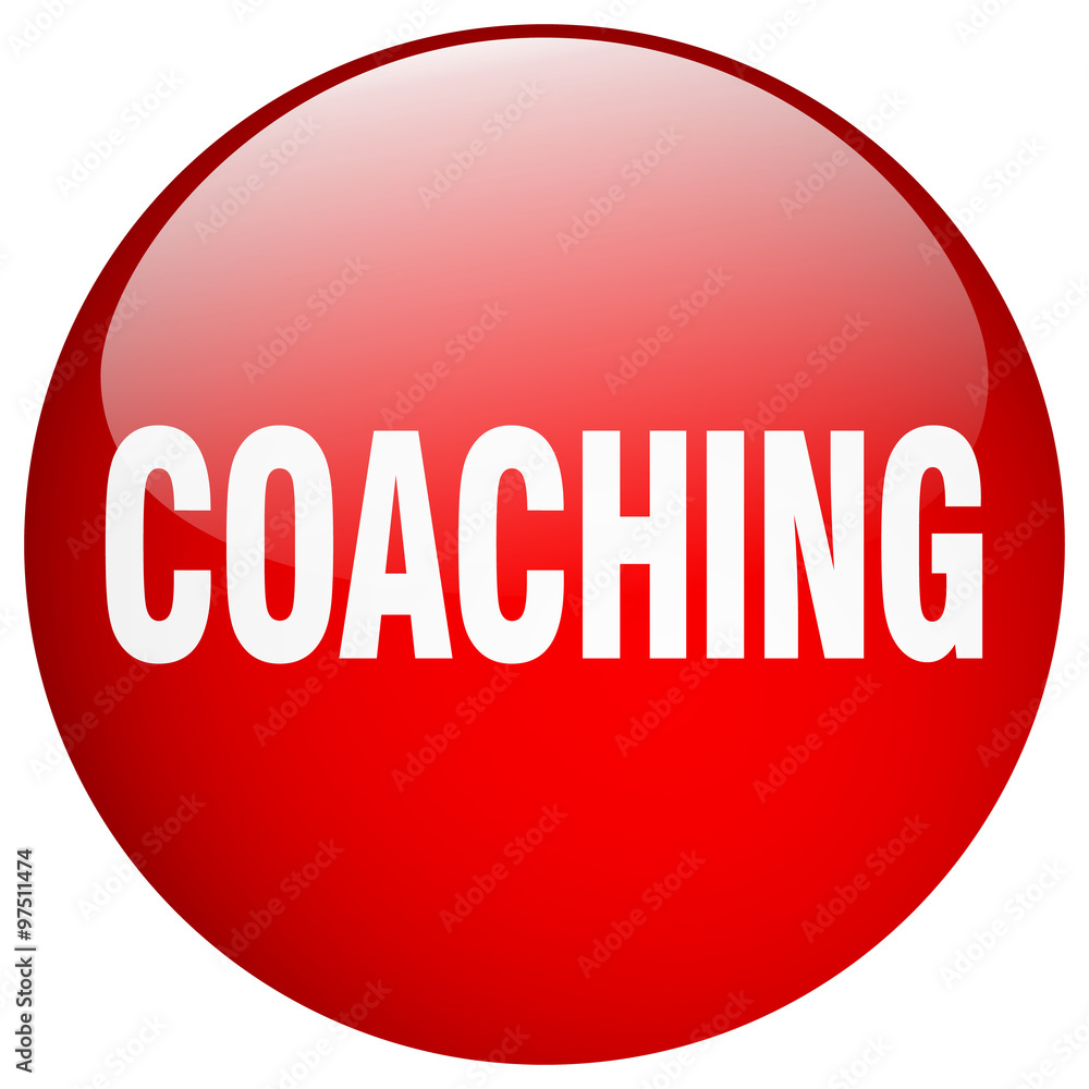 coaching red round gel isolated push button coaching red round gel isolated push button
