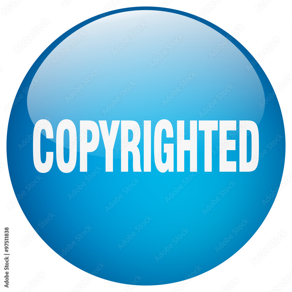 copyrighted blue round gel isolated push button copyrighted blue round gel isolated push button