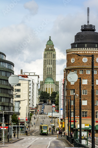 The view of the building of the Church of Kallio in Helsinki.Fin