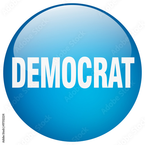 democrat blue round gel isolated push button