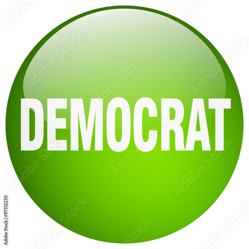 democrat green round gel isolated push button