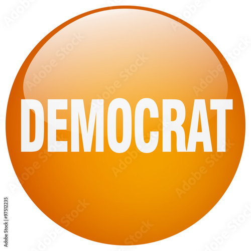 democrat orange round gel isolated push button