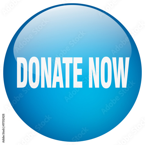 donate now blue round gel isolated push button