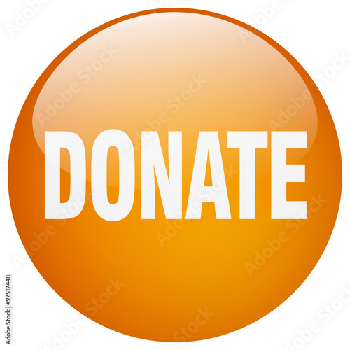 donate orange round gel isolated push button