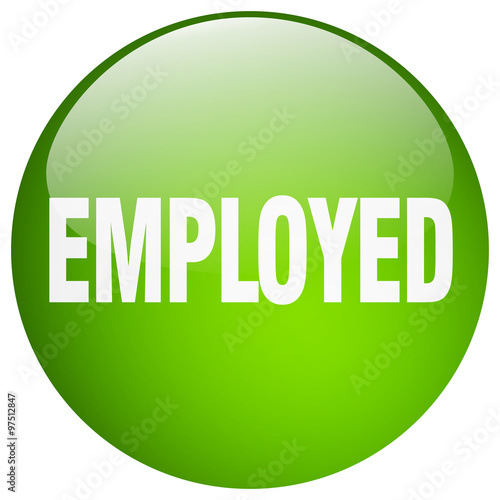 employed green round gel isolated push button