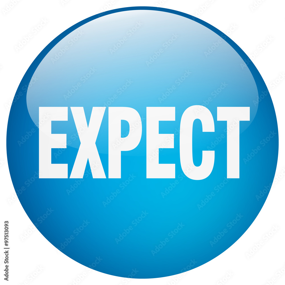 expect blue round gel isolated push button expect blue round gel isolated push button