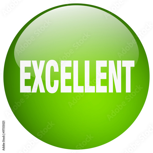 excellent green round gel isolated push button