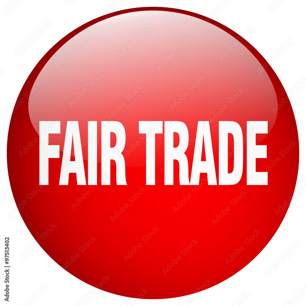 fair trade red round gel isolated push button fair trade red round gel isolated push button